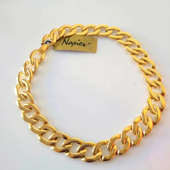 Vintage Napier Necklace • Goldtone • Chainlink • Choker • New w/ Tags - Picture 1 of 5